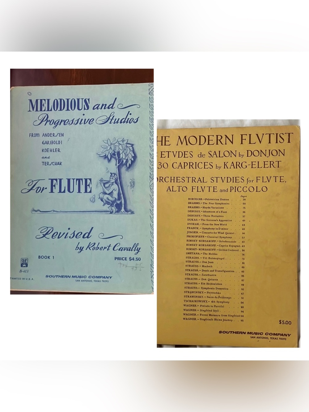 Vintage Flute Music Set Books/ Modern Flutist 8 Etudes 30 Caprices & Studies